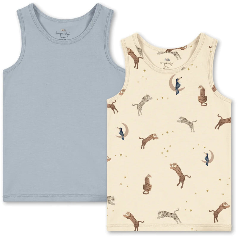 BASIC 2 PACK TANKTOP GOTS-ROAR/PEARL BLUE