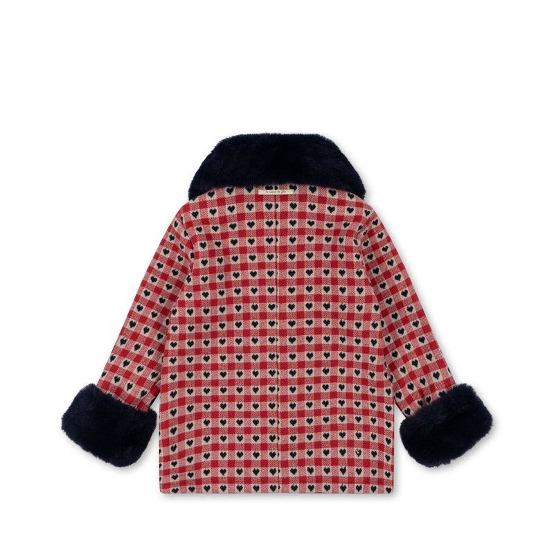 NELA COAT-RED DAHLIA CHECK