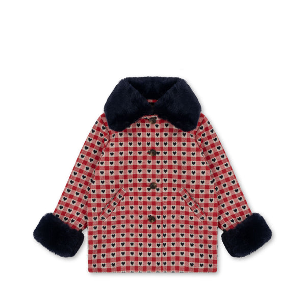 NELA COAT-RED DAHLIA CHECK