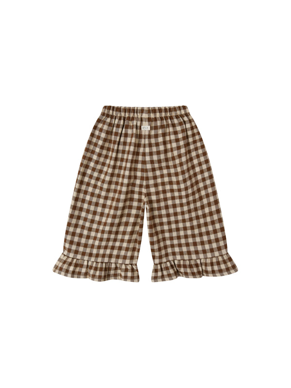 Chestnut Gingham Frill Culottes