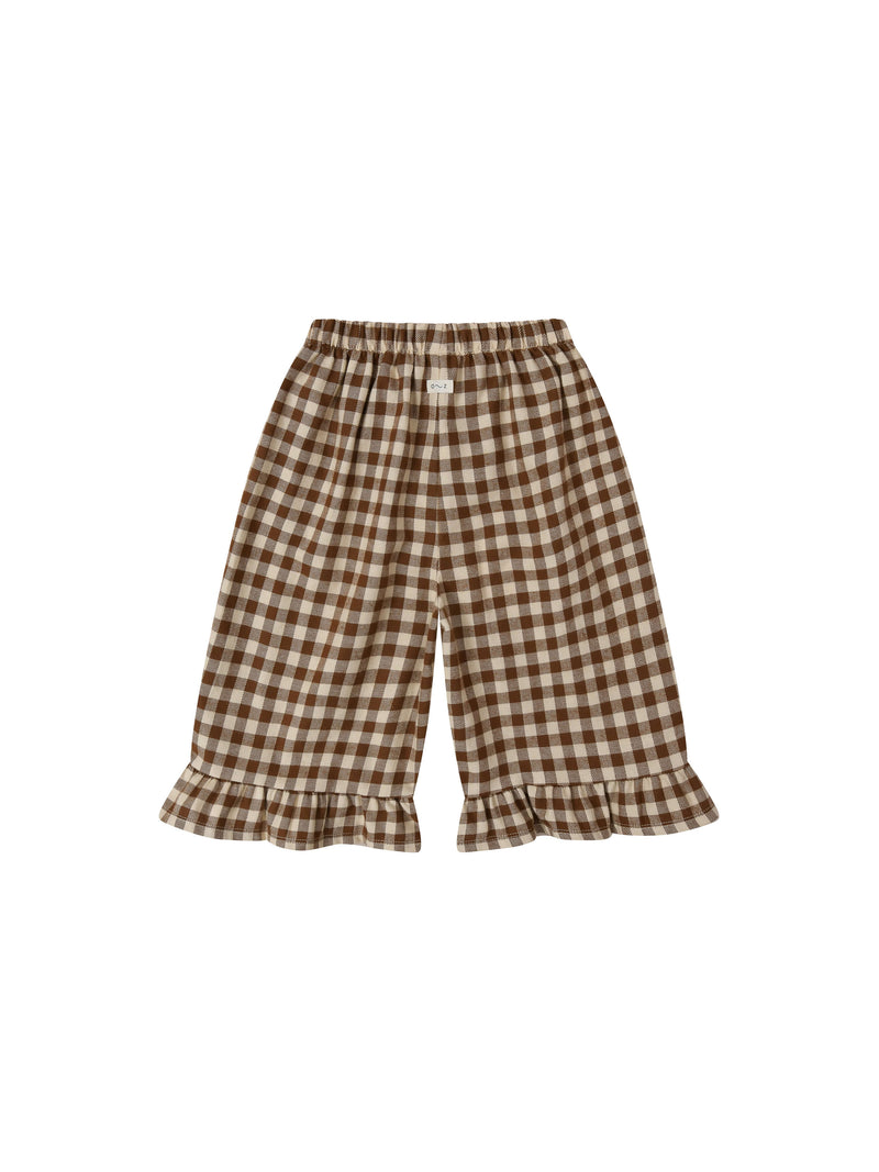 Chestnut Gingham Frill Culottes