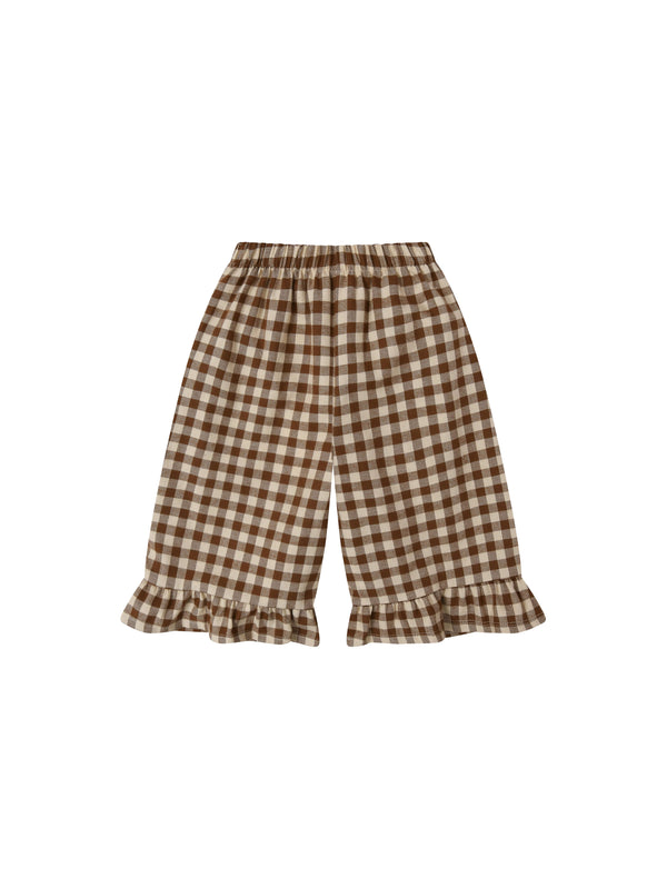 Chestnut Gingham Frill Culottes