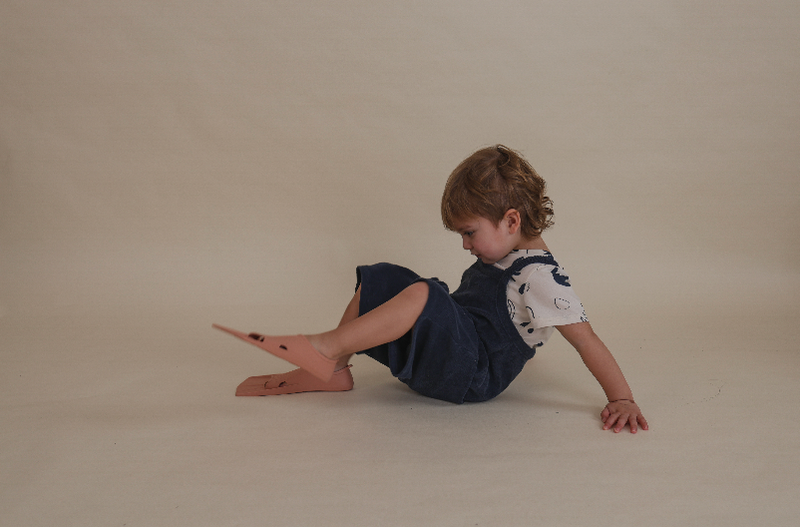 Navy Terry Cropped Dungarees