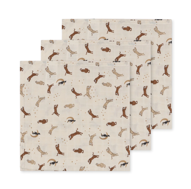 3 PACK MUSLIN CLOTH GOTS-ROAR