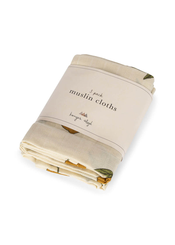 3 PACK MUSLIN CLOTH GOTS-MON GRAND CITRON