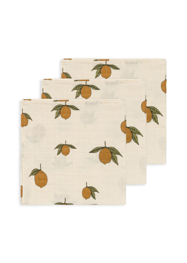 3 PACK MUSLIN CLOTH GOTS-MON GRAND CITRON