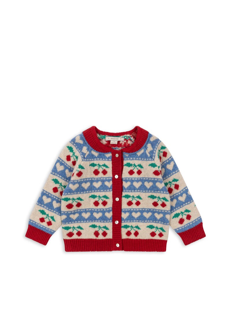 BELOU KNIT CARDIGAN-CHERRY STRIPE