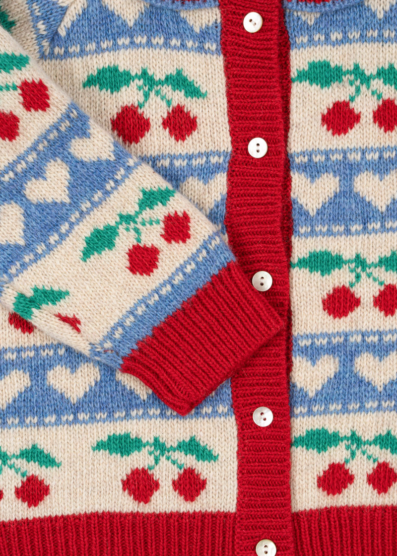 BELOU KNIT CARDIGAN-CHERRY STRIPE