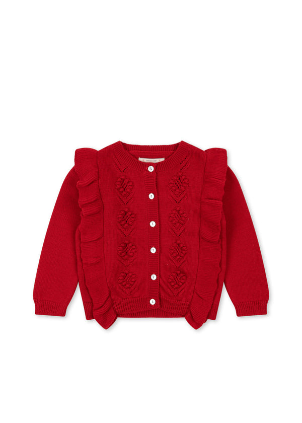 FIOL FRILL CARDIGAN-BARBADOS CHERRY