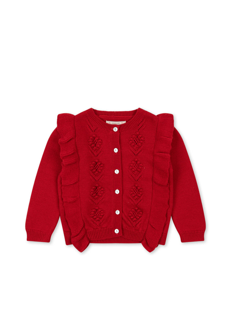 FIOL FRILL CARDIGAN-BARBADOS CHERRY