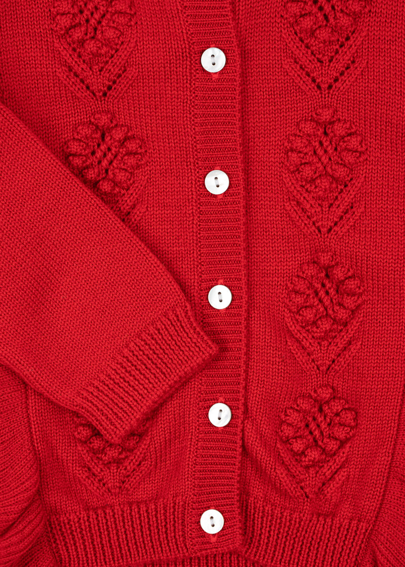 FIOL FRILL CARDIGAN-BARBADOS CHERRY