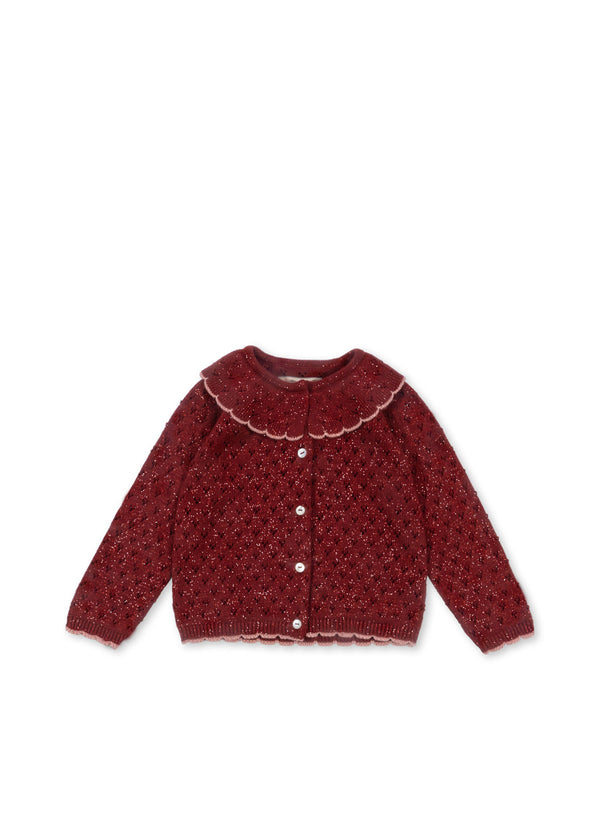 HOLIDAY KNIT CARDIGAN-RED DAHLIA