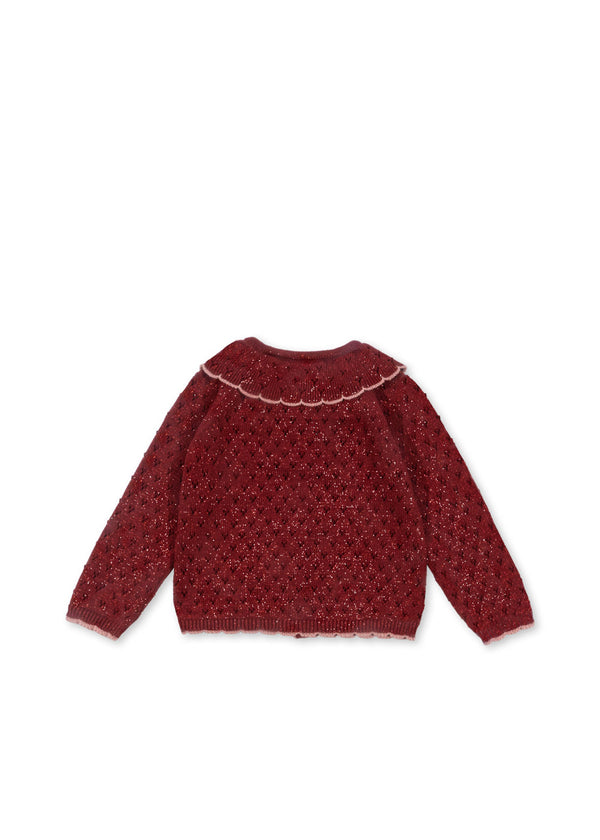 HOLIDAY KNIT CARDIGAN-RED DAHLIA