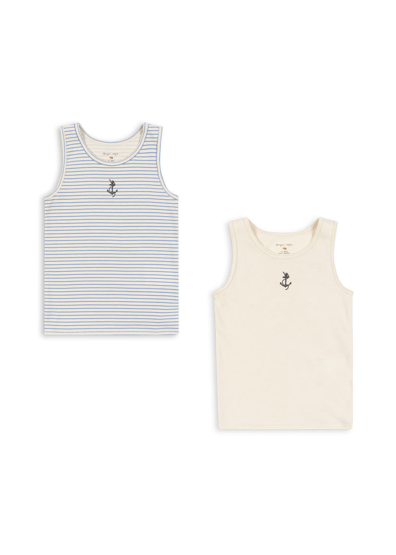 BASIC 2 PACK TANKTOP GOTS-STRIPE PROVENCE MIX