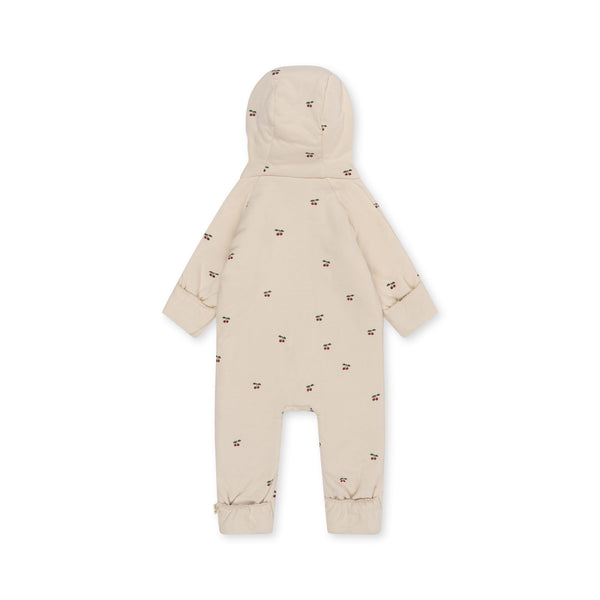 NEWBORN ONESIE WITH HOOD-CHERRY