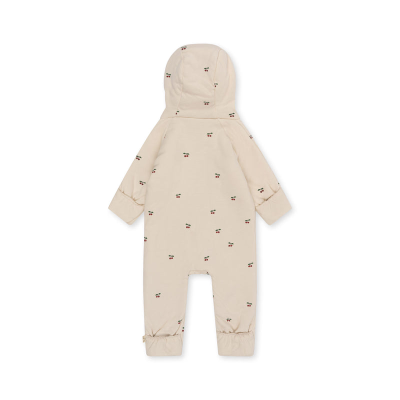 NEWBORN ONESIE WITH HOOD-CHERRY