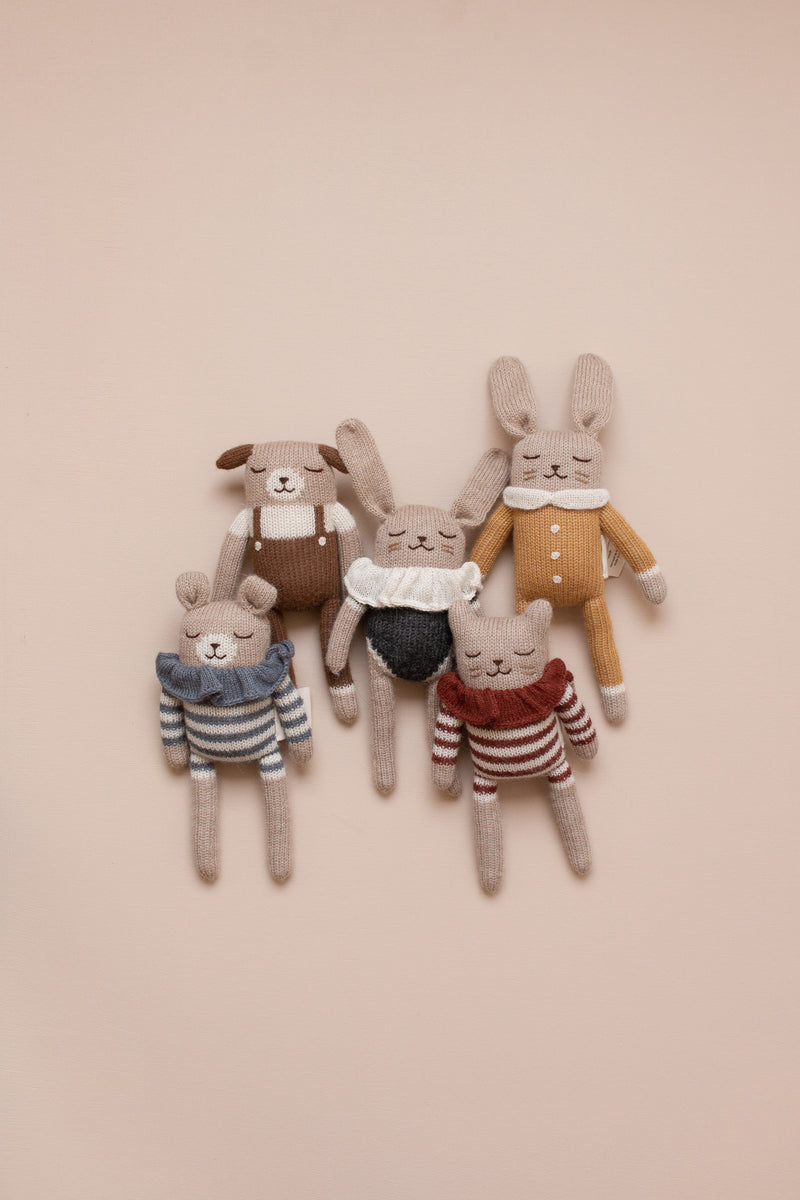 Teddy soft toy 小熊-羊鴕毛公仔 slate striped romper